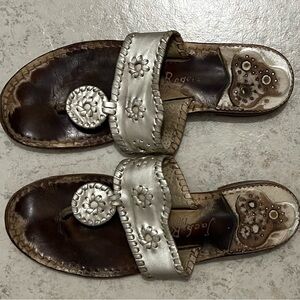 Jack Rogers - Size 8 - Hamptons Classic Navajo Jack Platinum Flats